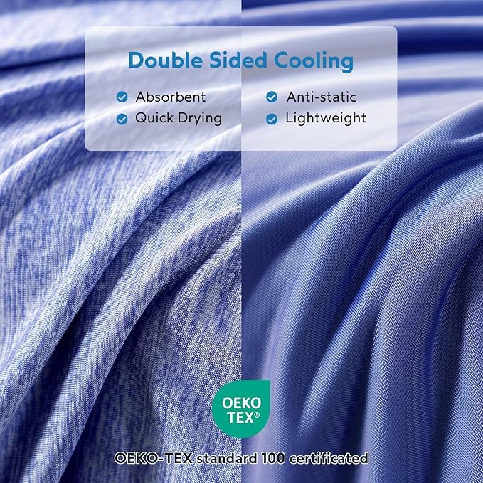 HOMFINE Cooling Blankets for Hot Sleepers - Summer Blanket Thin Lightweight Breathable Soft Double Side Enhanced Cooling for Bed Couch Sofa, Keep Cool for Night Sweats (Dark Blue, 108 x 90 inches)
