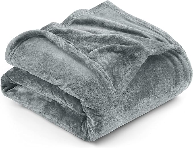 Utopia Bedding Fleece Blanket California King Size Ash Grey 300GSM Luxury Fuzzy Soft Anti-Static Microfiber Bed Blanket (102x96 Inch)