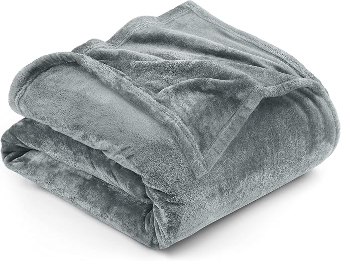 Utopia Bedding Fleece Blanket California King Size Ash Grey 300GSM Luxury Fuzzy Soft Anti-Static Microfiber Bed Blanket (102x96 Inch)