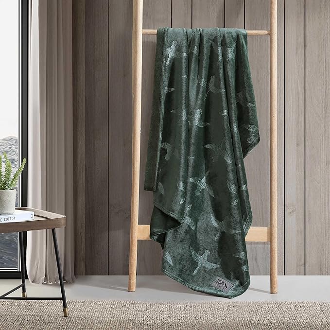 Eddie Bauer - Throw Blanket, Embossed Ultra Soft Plush Bedding, Home Decor for All Seasons, Oeko-Tex Certified (Geese Green, 50" x 70")