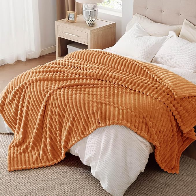 Bedsure Burnt Orange Full Blanket for Couch - GentleSoft Cozy Soft Blankets for Women, Cute Small Fleece Throws for Girls, Birthday Gifts for Women, Mothers Day Decor Gifts for Mom, 84x90 Inches