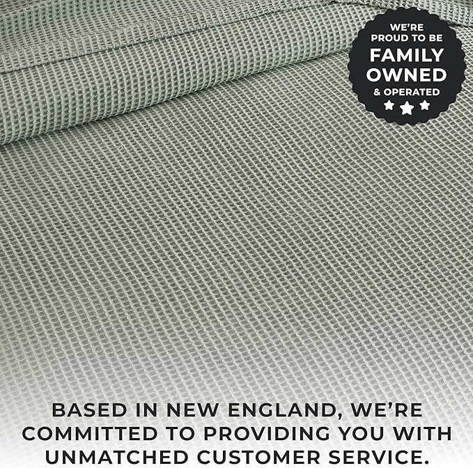 100% Cotton Blanket for Full Queen Size Bed - Green Waffle Weave Lightweight Summer Bed Blanket - 90x90in Prewashed Breathable, Woven, Layering Blanket (Full/Queen, Eucalyptus)