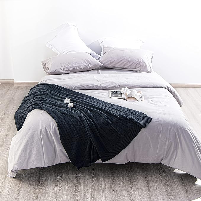 NTBAY 100% Pure Cotton Cable Knit Throw Blanket, Super Soft Warm 51x67 Knitted Throw Blanket for Couch, Sofa, Chair, Bed - Extra Cozy, Machine Washable, Comfortable Home Decor, Navy