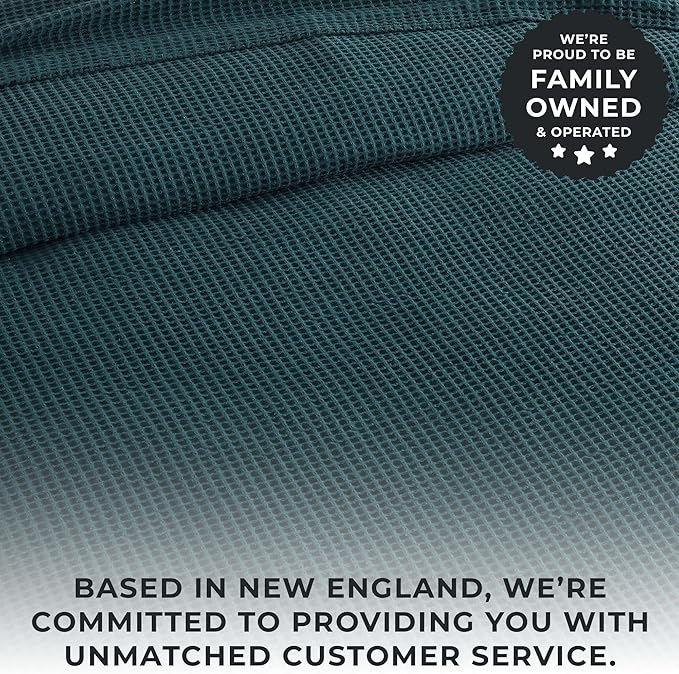 100% Cotton Waffle Weave Throw Blanket - Blue Waffle Weave Lightweight Summer Throw Blanket - 50x60in Prewashed Breathable, Woven Throw for Couch, Bed or Office (Peacock)