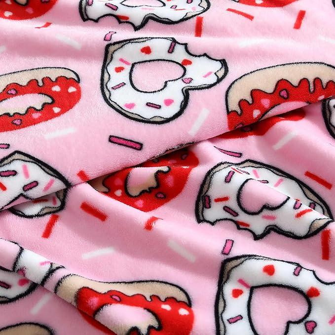 Betsey Johnson - Throw, Ultra-Soft Plush Blanket, Ideal for Couch, Bed, or Lounges (Donut Hearts Pink, 50" x 70")