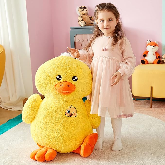 IKASA Large Duck Stuffed Animals Giant Soft Plush Toy,19" Cute Huge Jumbo Fluffy Plushy Big Size Fat Plushie,Gifts for Kids(Yellow, 19 inches)