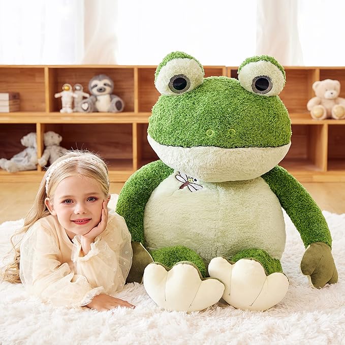 EARTHSOUND Giant Frog Stuffed Animal Plush Toy,30 inches Large Jumbo Cute Soft Toys,Big Size Huge Oversized Fat Plushie,Gifts for Kids Girls Boys Girlfriend