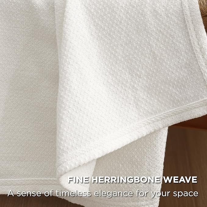 Bedsure 100% Cotton Blanket Twin XL Size for Bed - Breathable and Lightweight, Soft Cozy Textured Herringbone Woven Blanket for Summer Spring, White, 66x90 inches