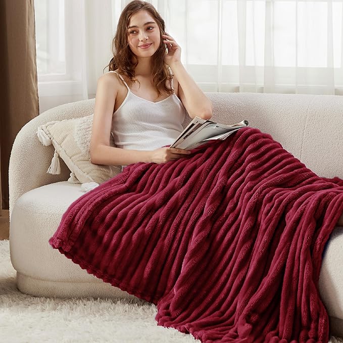 Bedsure Deep Red Fleece Blanket for Couch - GentleSoft Cozy Soft Blankets for Women, Cute Small Throws for Girls, 50x70 Inches