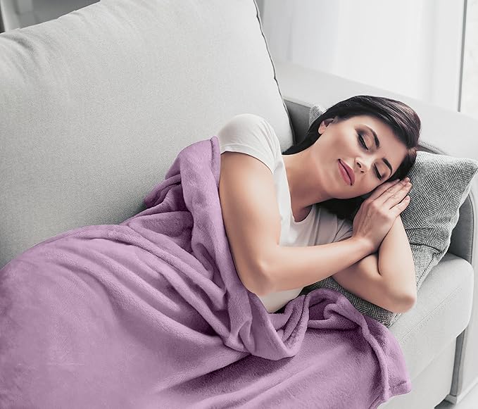 Utopia Bedding Fleece Blanket California King Size Lilac 300GSM Luxury Fuzzy Soft Anti-Static Microfiber Bed Blanket (102x96 Inch)