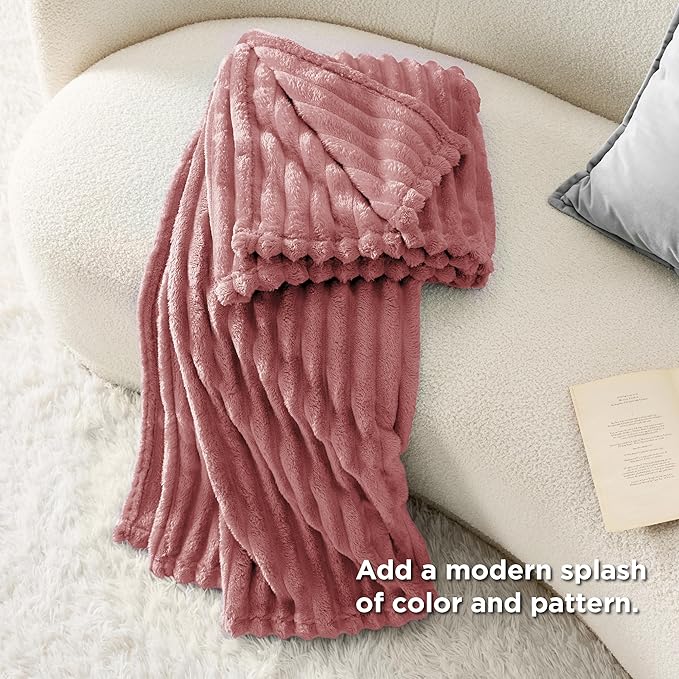 Bedsure Brick Dust Fleece Throw Blanket for Couch - GentleSoft Cozy Soft Blankets for Women, Cute Small Throws for Girls, 50x60 Inches