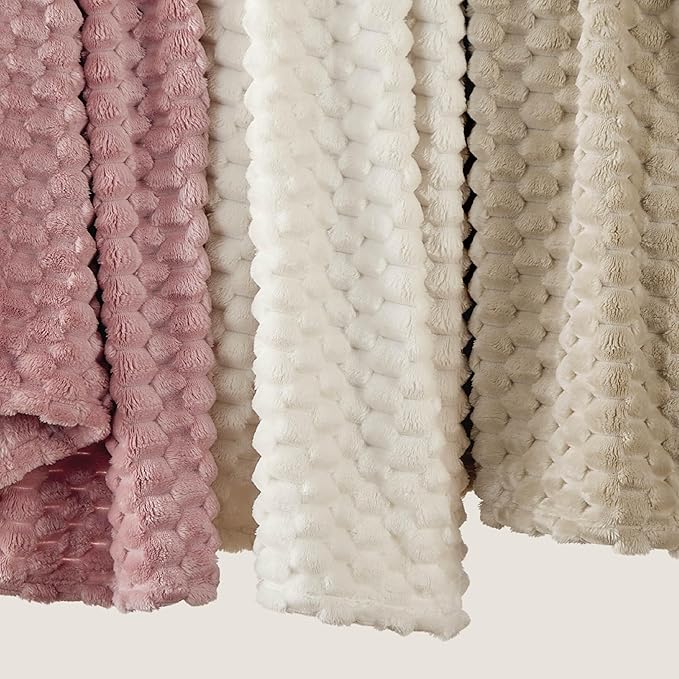 Bedsure Throw Blanket for Couch - Super Soft, Cozy Blankets for Women, Cute Small Fleece Gifts for Girls, Off White, 50x70 Inches