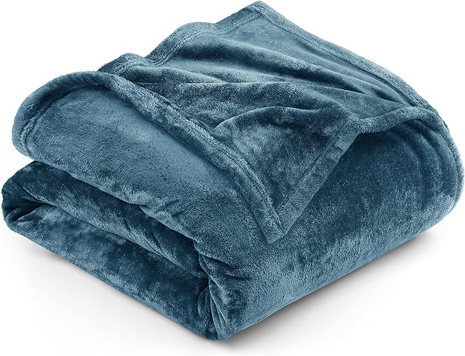 Utopia Bedding Fleece Blanket King Size Stone Blue 300GSM Luxury Fuzzy Soft Anti-Static Microfiber Bed Blanket (90x102 Inch)