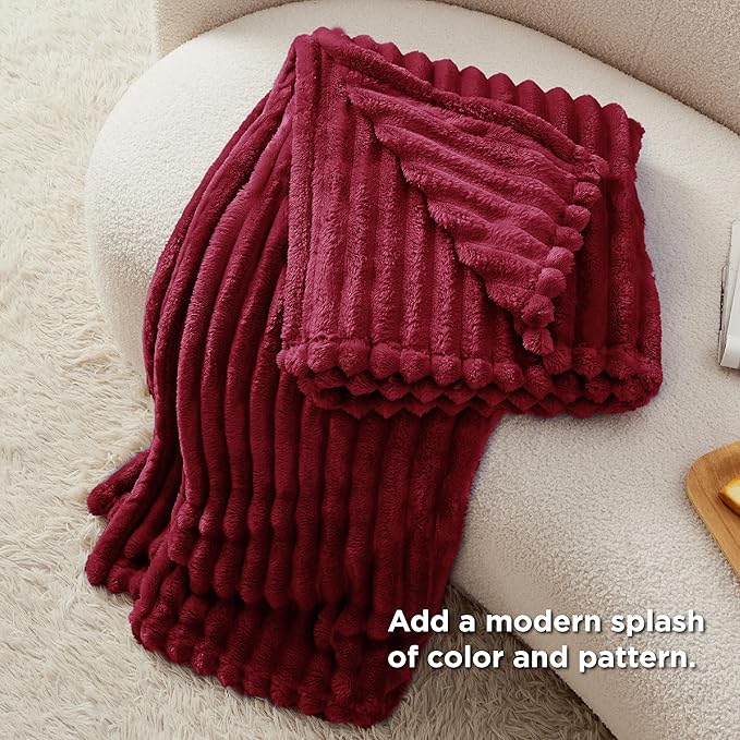Bedsure Deep Red Fleece Blanket for Couch - GentleSoft Cozy Soft Blankets for Women, Cute Small Throws for Girls, 50x70 Inches