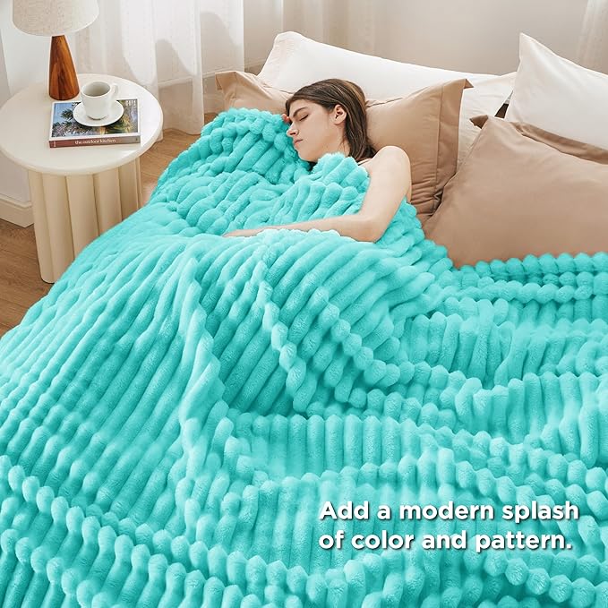 Bedsure Blue California King Size for Bed - GentleSoft Cozy Soft Blankets for Women, Cute Small Fleece Throws for Girls, Birthday Gifts for Women, Blue Fog, 102x96 Inches