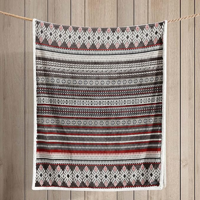 Eddie Bauer - Blanket, Super Soft Reversible Sherpa & Brushed Fleece Bedding, Throw Blankets for Couch, Ideal for Lounging (Sycamore Red)