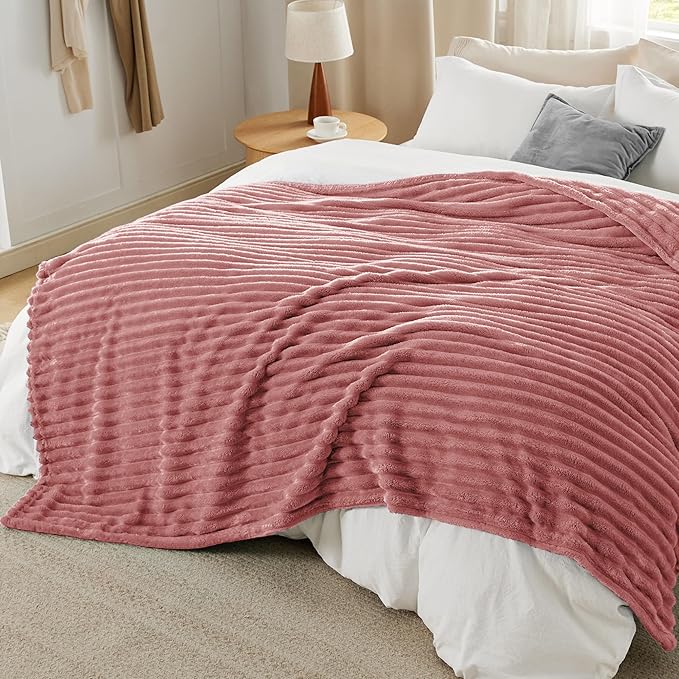 Bedsure Brick Dust Fleece Queen Blanket for Couch - GentleSoft Cozy Soft Blankets for Women, Cute Small Throws for Girls, 90x90 Inches