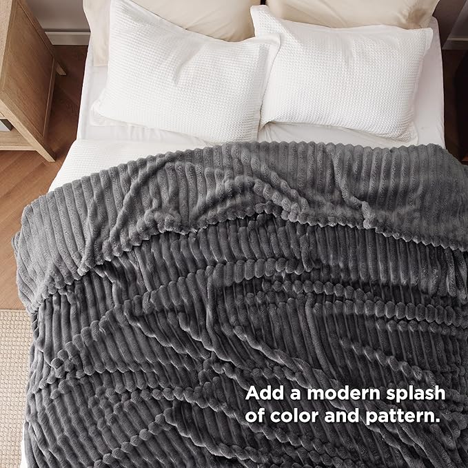 Bedsure Grey Fleece Queen Blanket for Couch - GentleSoft Cozy Soft Blankets for Women, Cute Small Throws for Girls, 90x90 Inches