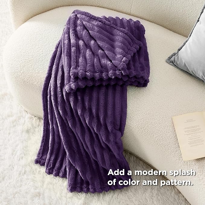Bedsure Purple Fleece Blanket for Couch - GentleSoft Cozy Soft Blankets for Women, Cute Small Throws for Girls, 50x60 Inches