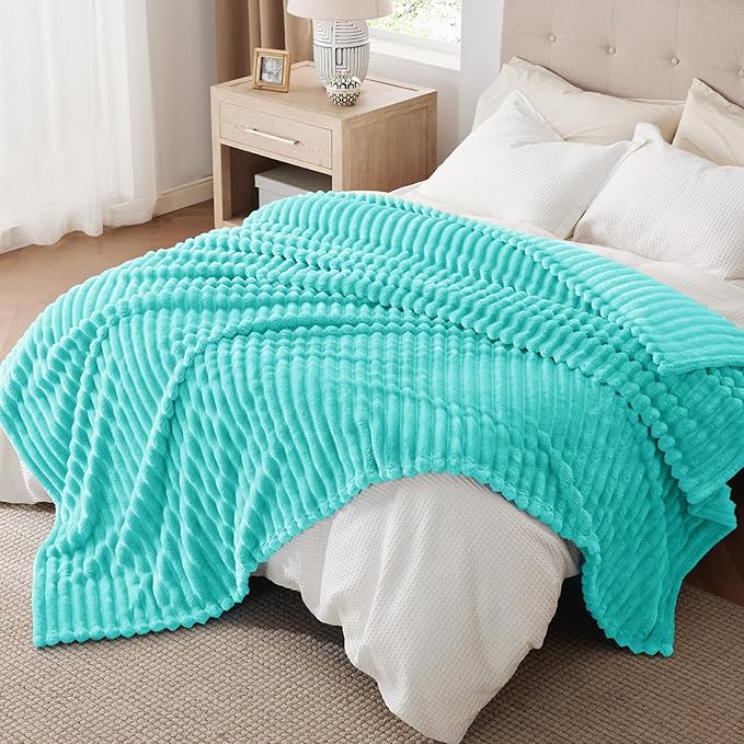 Bedsure Blue California King Size for Bed - GentleSoft Cozy Soft Blankets for Women, Cute Small Fleece Throws for Girls, Birthday Gifts for Women, Blue Fog, 102x96 Inches