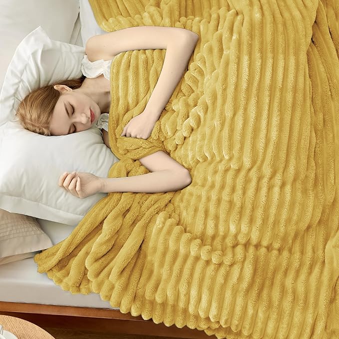 Bedsure Honey Fleece Blanket for Couch - GentleSoft Cozy Soft Blankets for Women, Cute Small Throws for Girls, 90x90 Inches