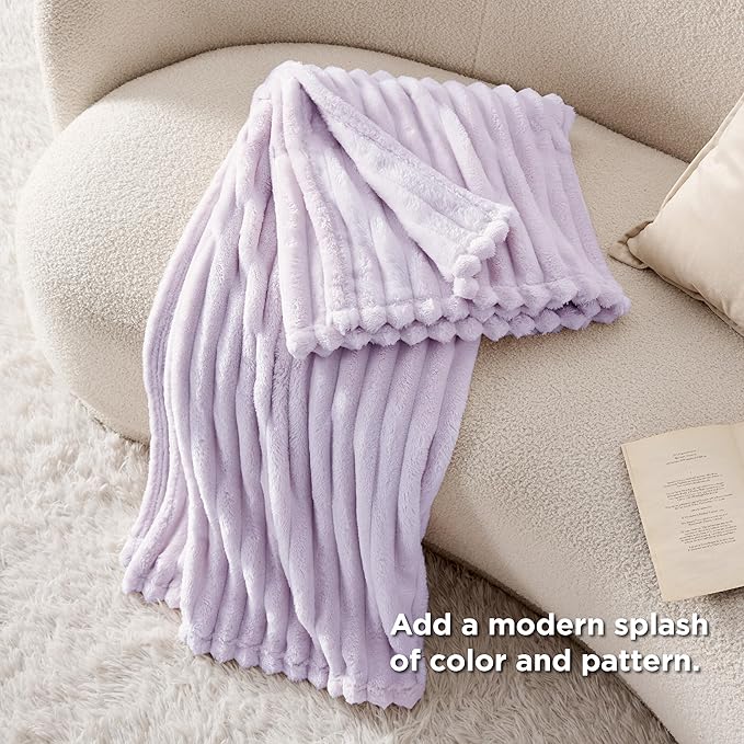 Bedsure Lavender Fog Fleece Blanket for Couch - GentleSoft Cozy Soft Blankets for Women, Cute Small Throws for Girls, 50x60 Inches