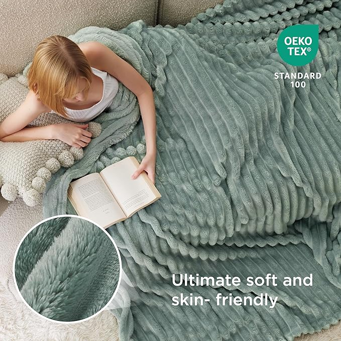 Bedsure Sage Green California King Size Blanket for Bed - GentleSoft Cozy Soft Blankets for Women, Cute Large Throws for Girls, 102x96 Inches