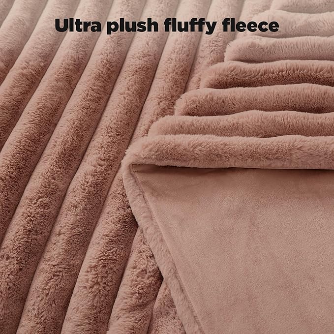 Bedsure Faux Fur Blanket - Soft & Fluffy, Fuzzy, Cozy, Plush Throw Blanket for Couch, Sofa and Bed, Thick and Warm, Christmas Decor Gifts for Women, Dark Brown, 50x70 inches