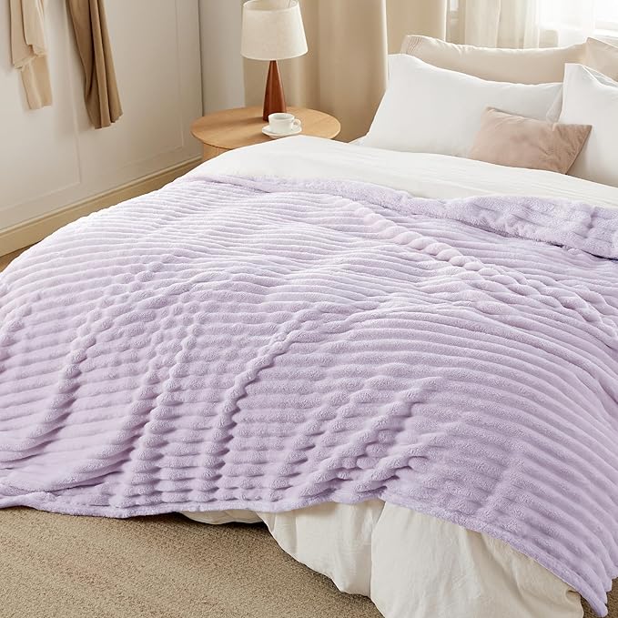 Bedsure Lavender Fog California King Size Blanket for Bed - GentleSoft Cozy Soft Blankets for Women, Cute Small Fleece Throws for Girls, Birthday Gifts for Women, 102x96 Inches