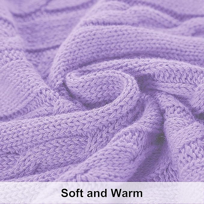 NTBAY 100% Pure Cotton Twin (60x80) Cable Knit Throw Blanket, Super Soft Warm Knitted Blanket for Bed, Sofa, Chair, Couch - Extra Cozy, Machine Washable, Comfortable Home Decor, Orchid