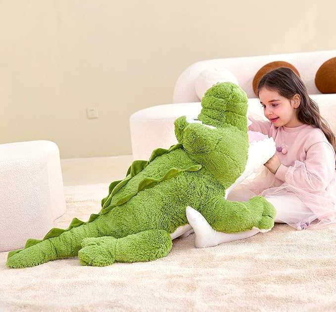 IKASA Giant Crocodile Stuffed Animal Plush Toys,Soft Toy 30" Alligator Large Cute Huge Jumbo Big Size Kawaii Fluffy Fat Plushie,Gifts for Kids
