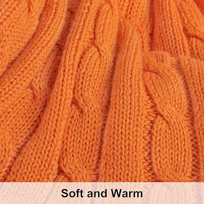 NTBAY 100% Pure Cotton Oversize (60x80) Cable Knit Throw Blanket, Super Soft Warm Knitted Throw Blanket for Bed, Sofa, Chair, Couch - Extra Cozy, Machine Washable, Comfortable Home Decor, Orange