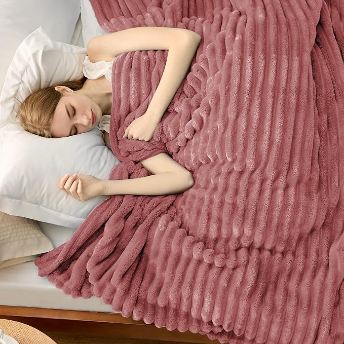 Bedsure Brick Dust Fleece Queen Blanket for Couch - GentleSoft Cozy Soft Blankets for Women, Cute Small Throws for Girls, 90x90 Inches