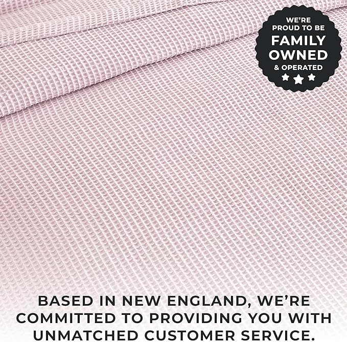 100% Cotton Blanket for King Size Bed - Pink Waffle Weave Lightweight Summer Bed Blanket - 102x90in Prewashed Breathable, Woven, Layering Blanket (King, Blush)