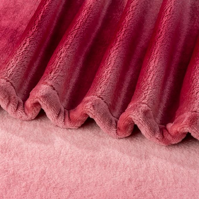Berkshire Blanket-Classic Heavyweight Warm Soft Printed VelvetLoft® Plush Blanket, King Size Soft Fuzzy Blanket for Couch Sofa Bed, Ombre Burgundy, 90in x 108in