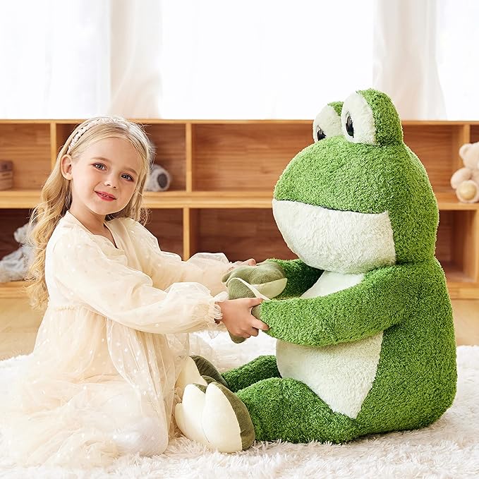 EARTHSOUND Giant Frog Stuffed Animal Plush Toy,30 inches Large Jumbo Cute Soft Toys,Big Size Huge Oversized Fat Plushie,Gifts for Kids Girls Boys Girlfriend