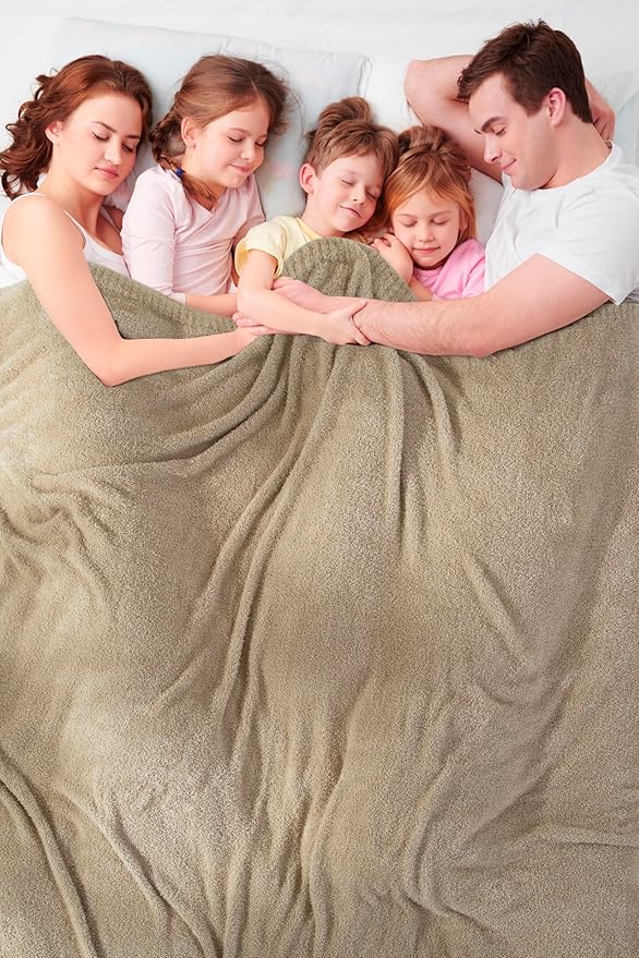 Oversized King Knit Blanket for Couch - Super Soft Extra Large Throw Blankets for Bed, Fluffy Fuzzy Plush Lightweight Cozy Blanket,Mocha Brown,120" x 120"