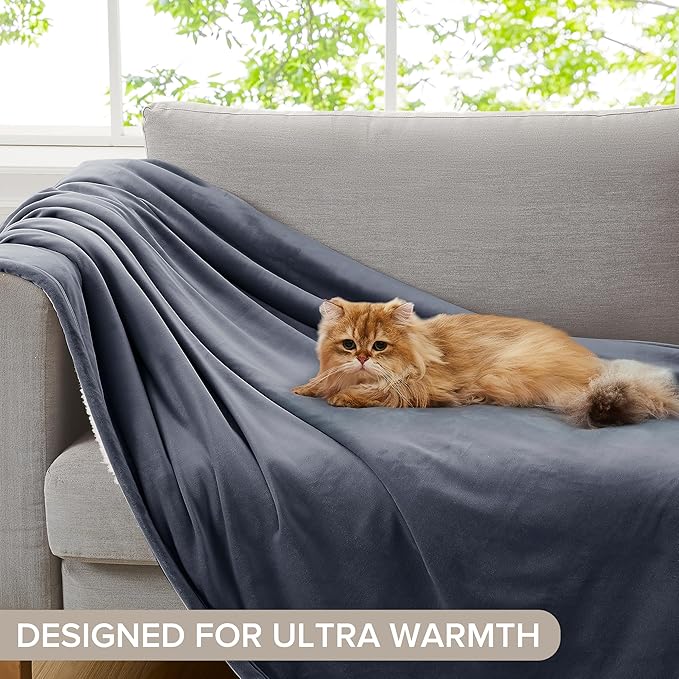 UGG Bliss Throw Blanket Plush Soft Fleece Fluffy Blankets for Bed or Couch Oversized Warm Reversible Machine Washable Medium Weight Home Decor Giftable Throw, 50-inch x 70-inch, Imperial Blue