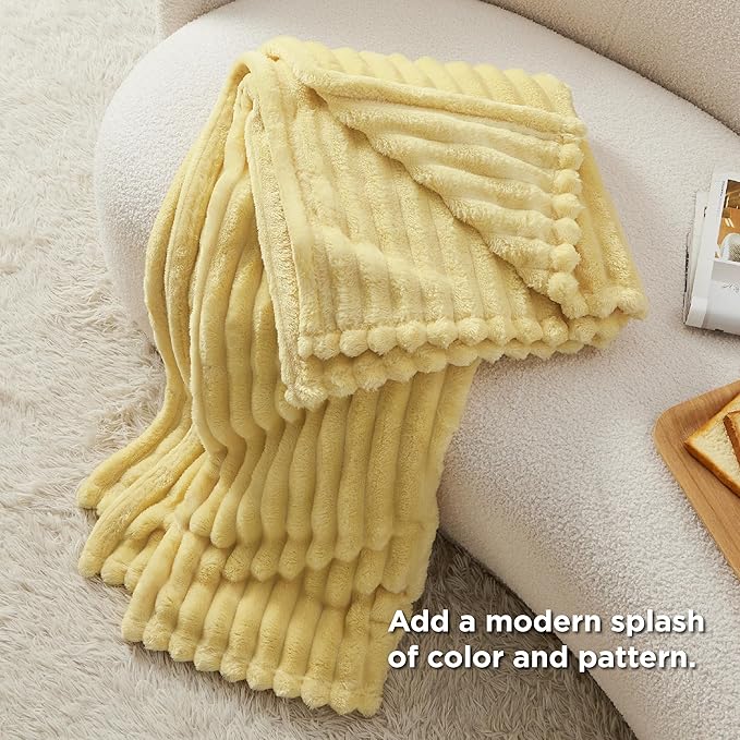 Bedsure Yellow Throw Blanket for Couch - GentleSoft Cozy Soft Blankets for Women, Cute Small Fleece Throws for Girls, Birthday Gifts for Women, Mothers Day Decor Gifts for Mom, 50x60 Inches
