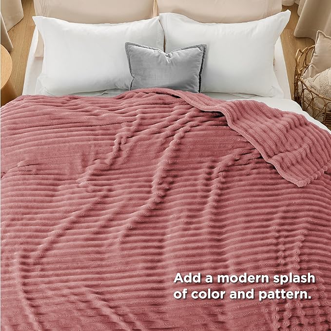 Bedsure Brick Dust Fleece Queen Blanket for Couch - GentleSoft Cozy Soft Blankets for Women, Cute Small Throws for Girls, 90x90 Inches
