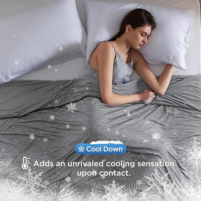 Bedsure Cooling Blanket for Hot Sleepers - Summer Cold Throw Blanket for Bed, Ice Cooling Lightweight Bedding Gifts, Cool Thin Arc-Chill Comfort Cold Throws with Rayon Derived from Bamboo, 50x70