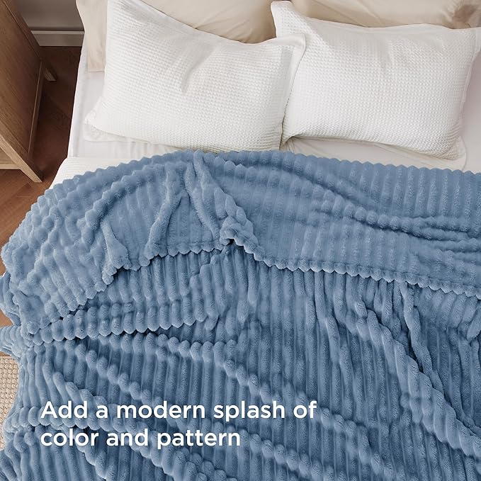 Bedsure King Blanket for Couch - GentleSoft Cozy Soft Blankets for Women, Cute Large Throws for Girls, Ashley Blue, 108x90 Inches
