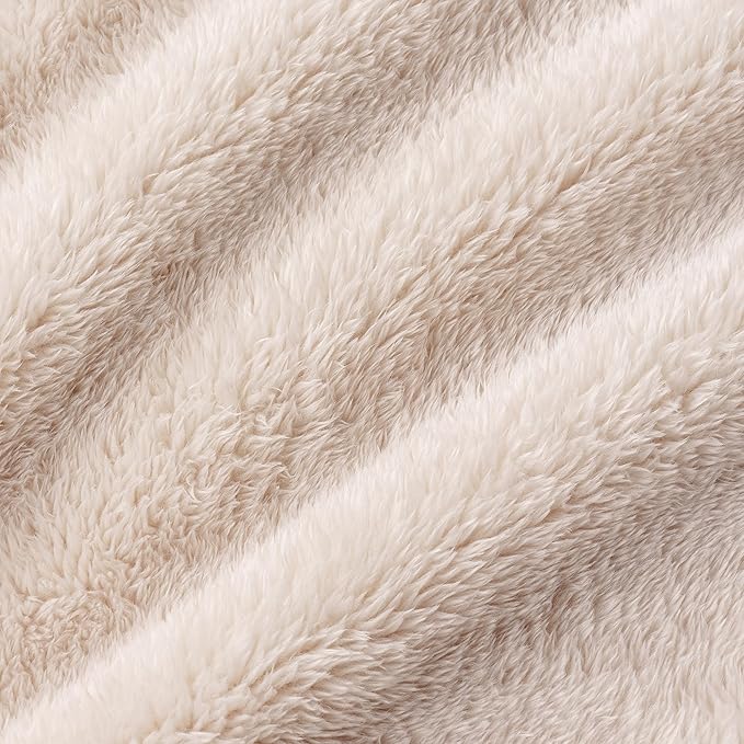 Berkshire Blanket Classic Extra-Fluffy™ Plush Blanket King Size, Soft Fuzzy Fluffy Long Hair Blanket for Couch Sofa Bed, Chino Khaki, 90x108 Inches