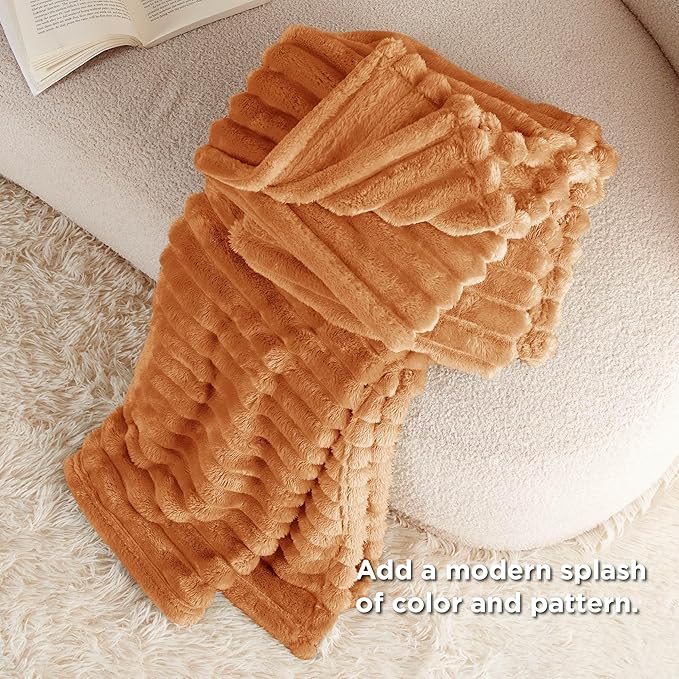 Bedsure Twin Blanket for Couch - GentleSoft Cozy Soft Blankets for Women, Cute Small Throws for Girls, Orange, 60x80 Inches