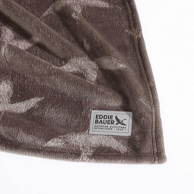 Eddie Bauer - Throw Blanket, Embossed Ultra Soft Plush Bedding, Home Decor for All Seasons, Oeko-Tex Certified (Geese Dark Brown, 50" x 70")