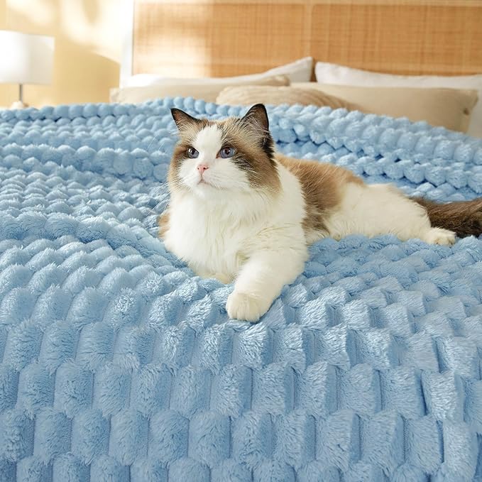 Bedsure King Size Blanket for Bed - Super Soft, Cozy Blankets for Women, Cute Large Fleece Gifts for Girls, Dream Blue, 108x90 Inches