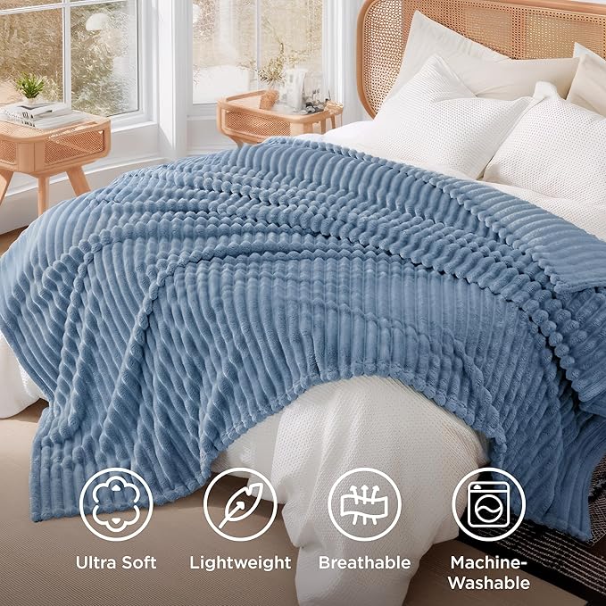 Bedsure King Blanket for Couch - GentleSoft Cozy Soft Blankets for Women, Cute Large Throws for Girls, Ashley Blue, 108x90 Inches