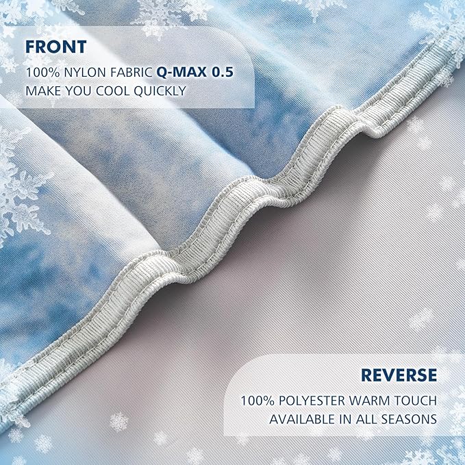 EMME Cooling Blanket 50"x70", Q-Max 0.5 Cooling Blankets for Hot Sleepers, Ice Summer Blanket for Nights Sweats, Blue Lightweight Sheet for Bed