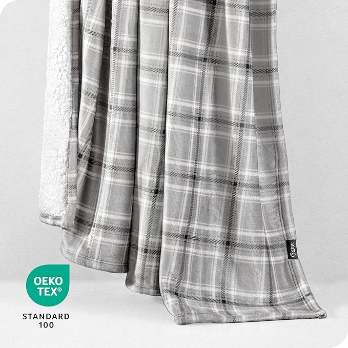 Bare Home Sherpa Fleece Blanket - Twin/Twin Extra Long - Blanket for Bed, Sofa, and Couch - Warm & Lightweight - Fluffy & Soft - Reversible (Twin/Twin XL, Tartan Plaid)