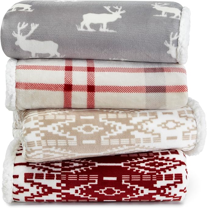 Eddie Bauer - Throw Blanket, Reversible Sherpa Fleece Bedding, Home Decor for All Seasons (San Juan Oyster, Throw)